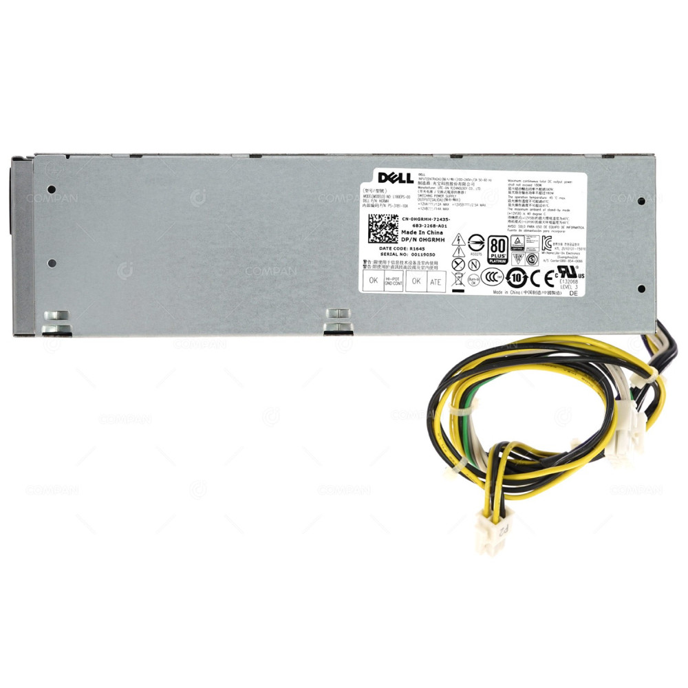 HGRMH DELL 180W POWER SUPPLY FOR OPTIPLEX 3040, 5040, 7040 0HGRMH, L180EPS-00, PS-3181-1DA